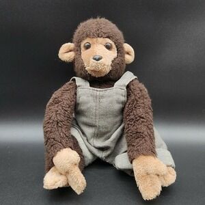 Gund Brown Vintage 1980 Monkey‎ Plush Overalls Stuffed Animal Chimp Retro Kitsch